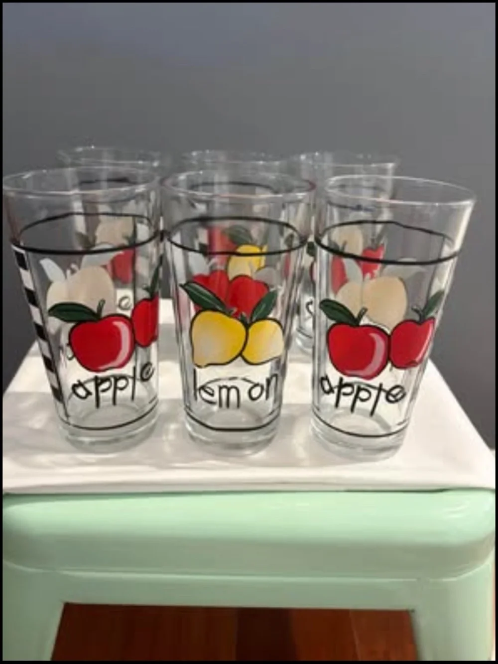 Vintage 7oz juice glasses, KIG Indonesia, set of six